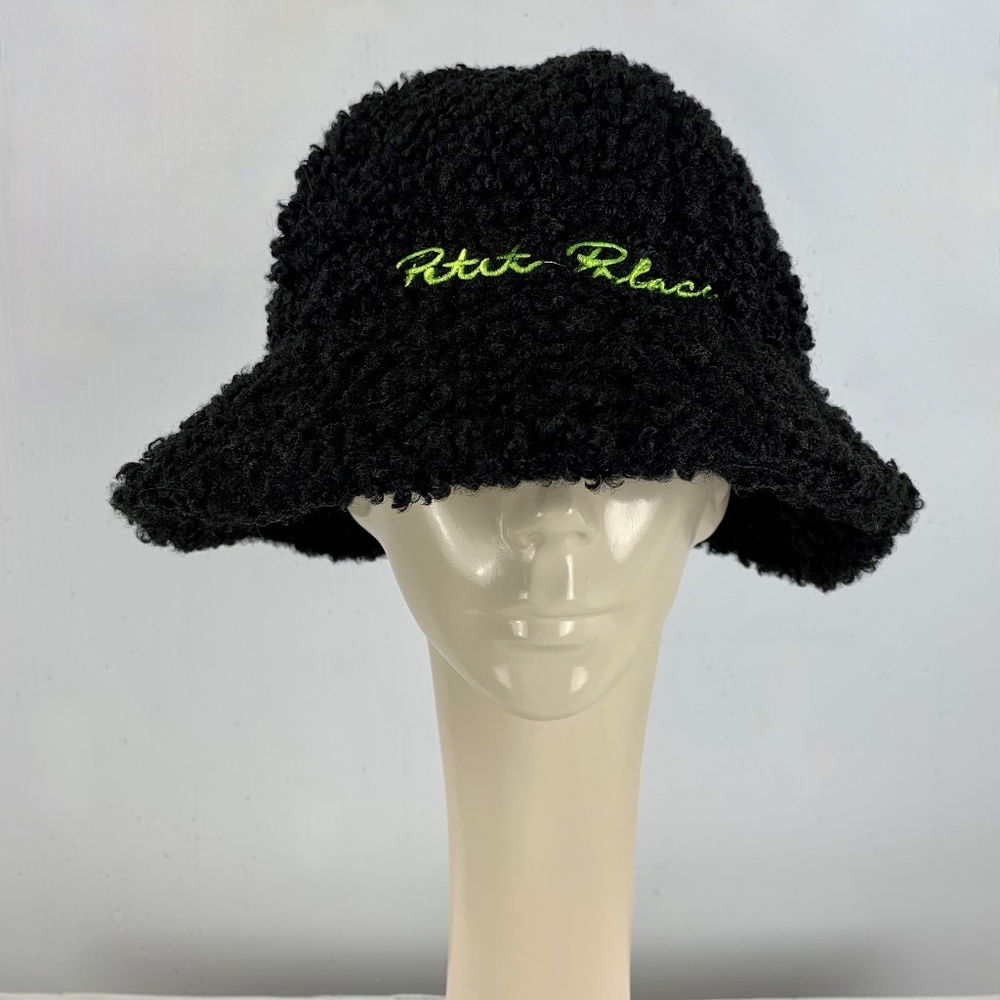 Petit Palace Merchandise Winter Hat OS Black Faux Fur Bucket Cloche Excellent
